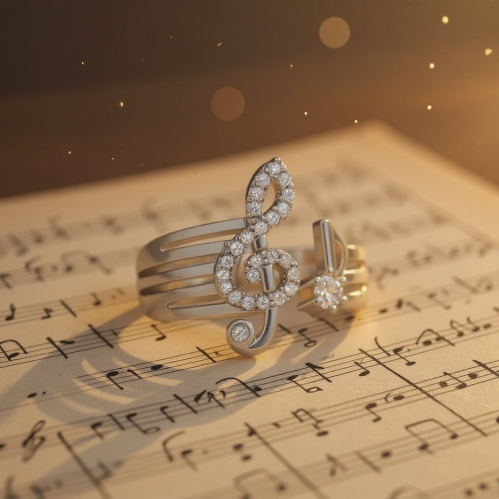 Music Note Adjustable Open Ring - Picture 6 of 7